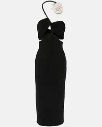 Magda Butrym Abito midi con cut-out e applicazione floreale Nero