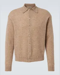 AURALEE Cardigan in lana e cashmere Beige