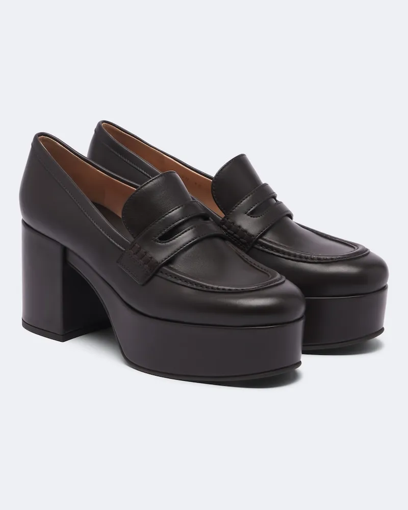 Gianvito Rossi Mocassini in pelle con plateau Marrone