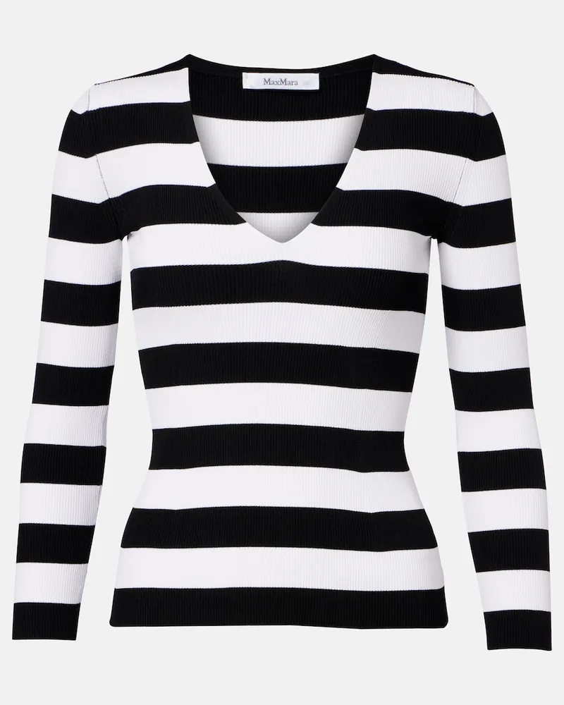 Max Mara Pullover Vello in maglia a coste a righe Nero