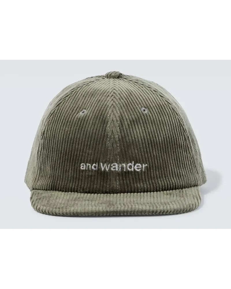 and wander Cappello in velluto a coste di cotone Verde