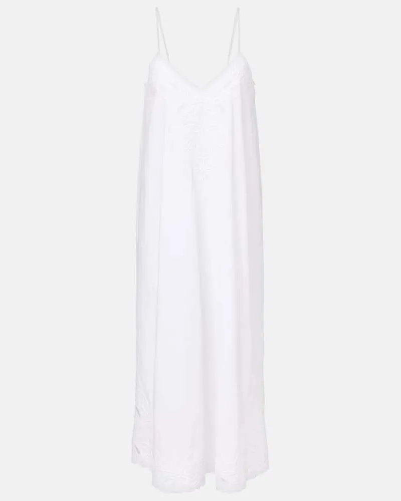 Juliet Dunn Abito midi in popeline di cotone Bianco