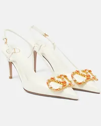 Valentino Garavani Pumps slingback VLogo in pelle con cristalli Bianco