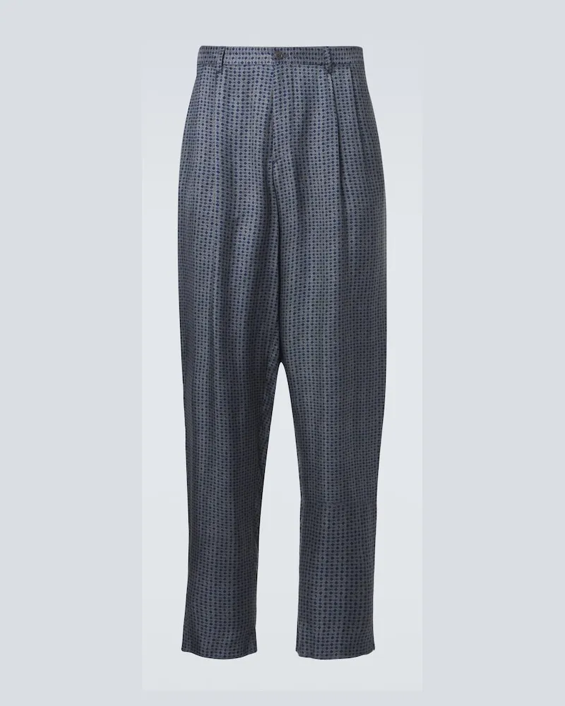 Giorgio Armani Pantaloni tapered con stampa Blu