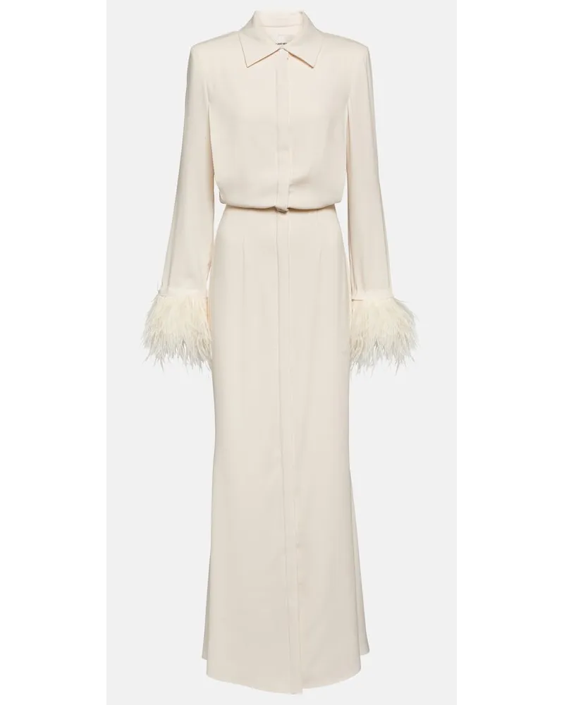 Roland Mouret Abito chemisier lungo in crÃªpe con piume Bianco