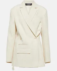 Jacquemus Blazer Tibau in misto lino Bianco