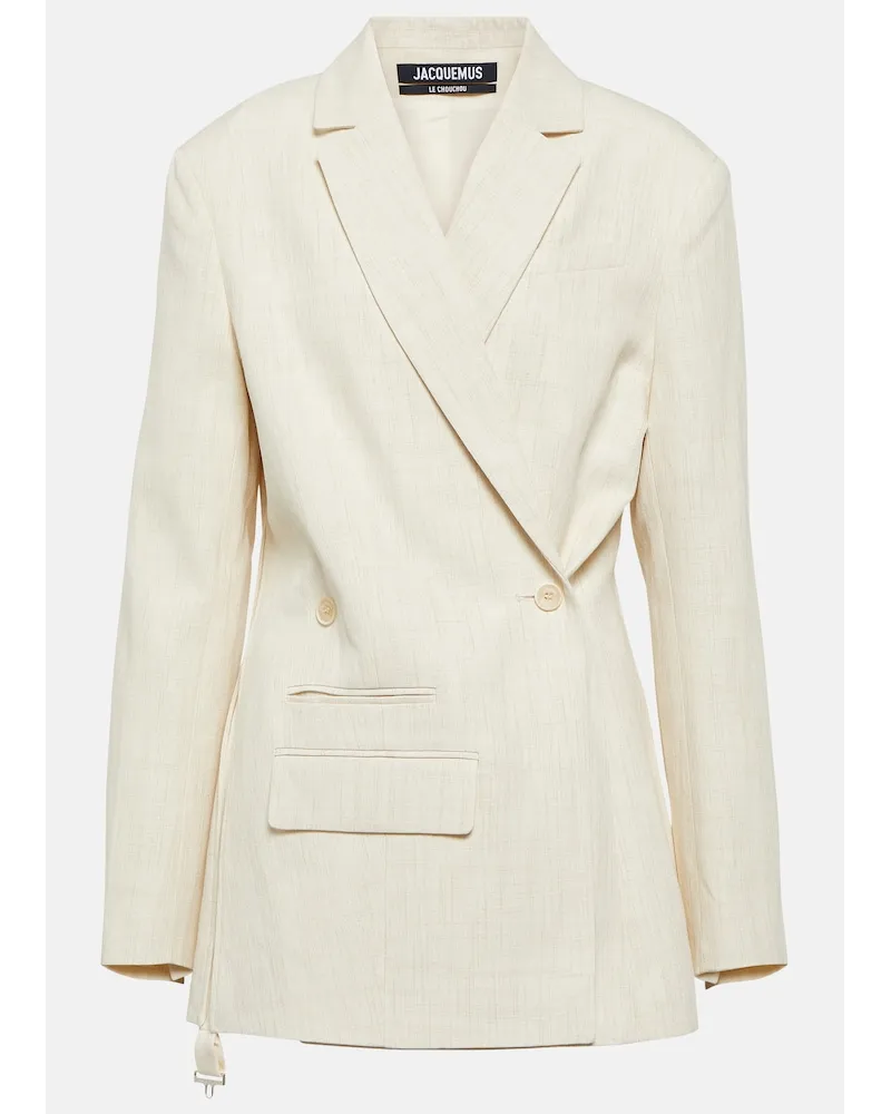 Jacquemus Blazer Tibau in misto lino Bianco