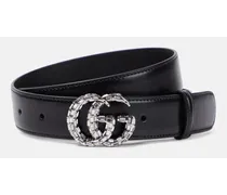 Gucci Cintura GG Marmont in pelle con cristalli Nero