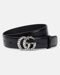 Gucci Cintura GG Marmont in pelle con cristalli Nero