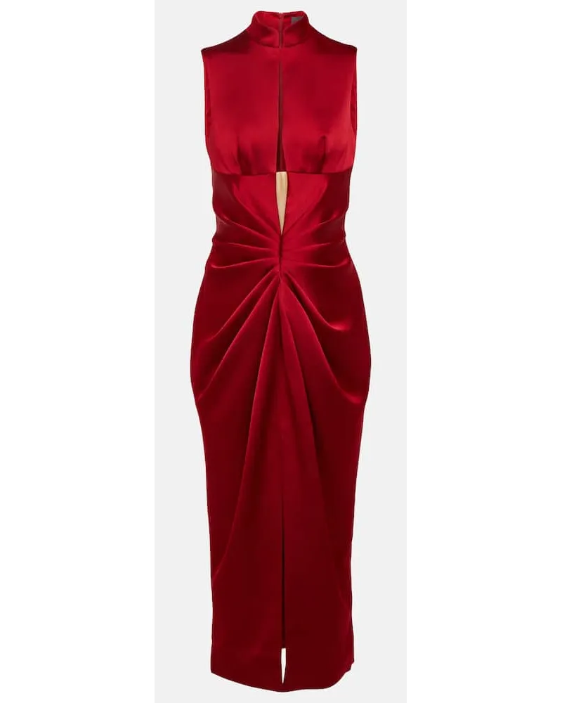 RASARIO Abito midi in raso Rosso