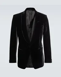 Tom Ford Blazer monopetto Shelton in velluto Nero