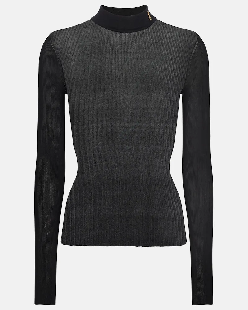 Saint Laurent Lupetto Monogram in seta Nero