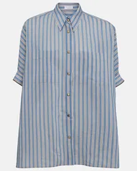 Brunello Cucinelli Camicia oversize in cotone e seta Blu