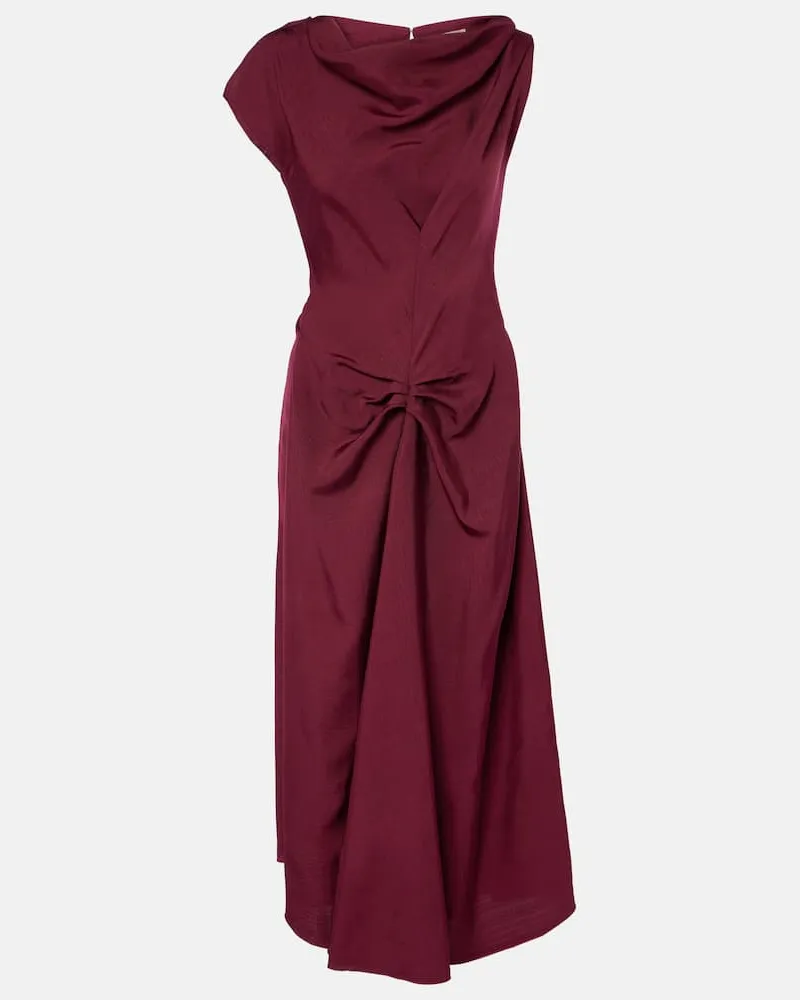 Victoria Beckham Abito midi asimmetrico Borgogna