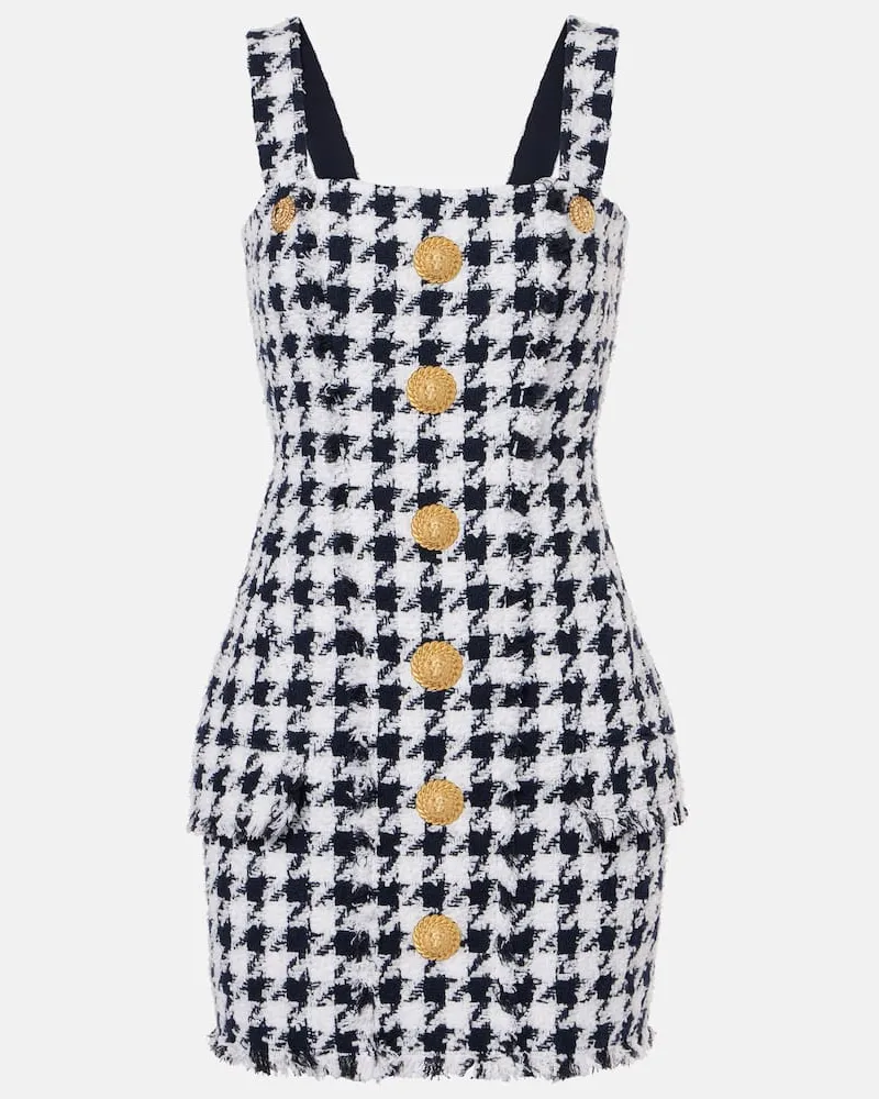 Balmain Abito corto in tweed pied-de-poule Nero