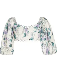 Zimmermann Top cropped Cassia con stampa floreale Blu