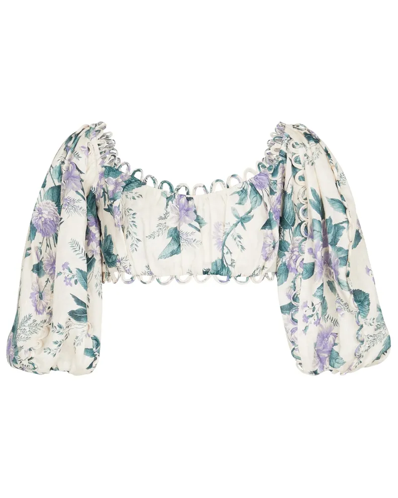 Zimmermann Top cropped Cassia con stampa floreale Blu