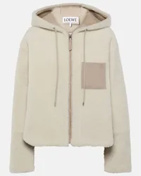 Loewe Giacca in shearling con cappuccio Bianco