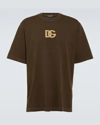 Dolce & Gabbana T-shirt in cotone con logo Marrone