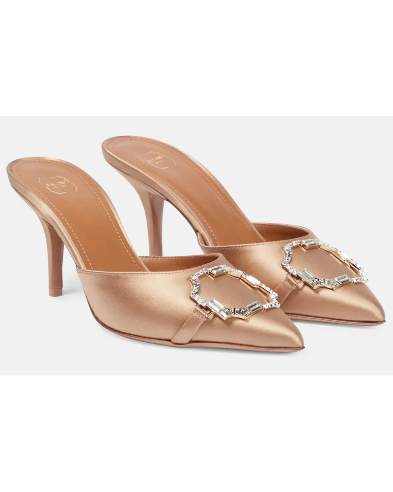 Malone Souliers Mules Missy 85 in raso con decorazioni Marrone