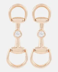 Gucci Orecchini Horsebit in oro rosa 18kt con diamanti Oro