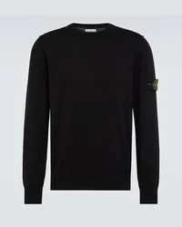 Stone Island Felpa Compass in jersey di cotone Nero