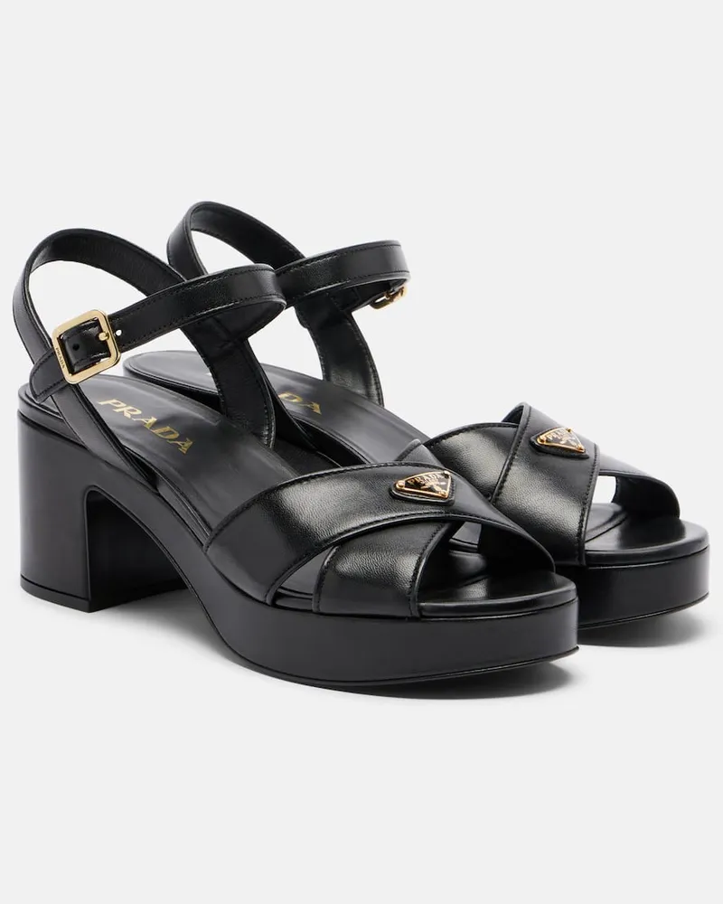 Prada Sandali in pelle con plateau Nero