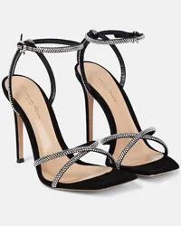 Gianvito Rossi Sandali in suede con cristalli Nero