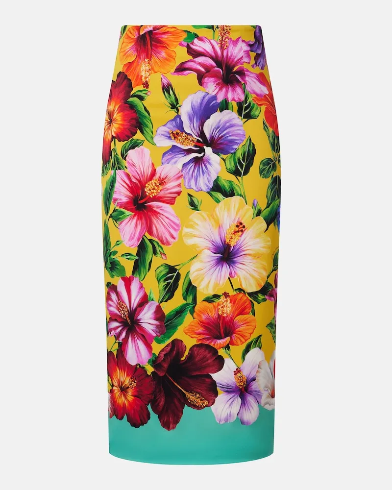 Dolce & Gabbana Gonna a tubino in misto seta con stampa Multicolore
