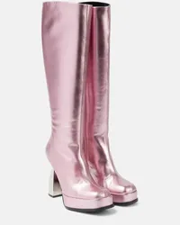 NODALETO Stivali Angel in pelle metallizzata Rosa