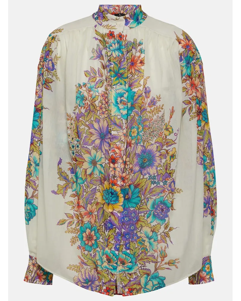 Etro Camicia in cotone con stampa floreale Multicolore