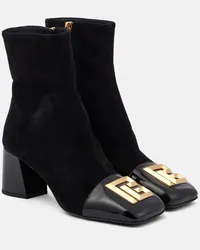 Balmain Stivaletti Edna in vernice e suede Nero