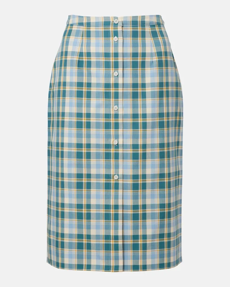 Prada Gonna a tubino in popeline di cotone Blu