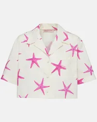 Valentino Garavani Camicia cropped Starfish in cotone Bianco