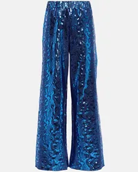 Oséree Oséree Pantaloni metallizzati a gamba larga Blu