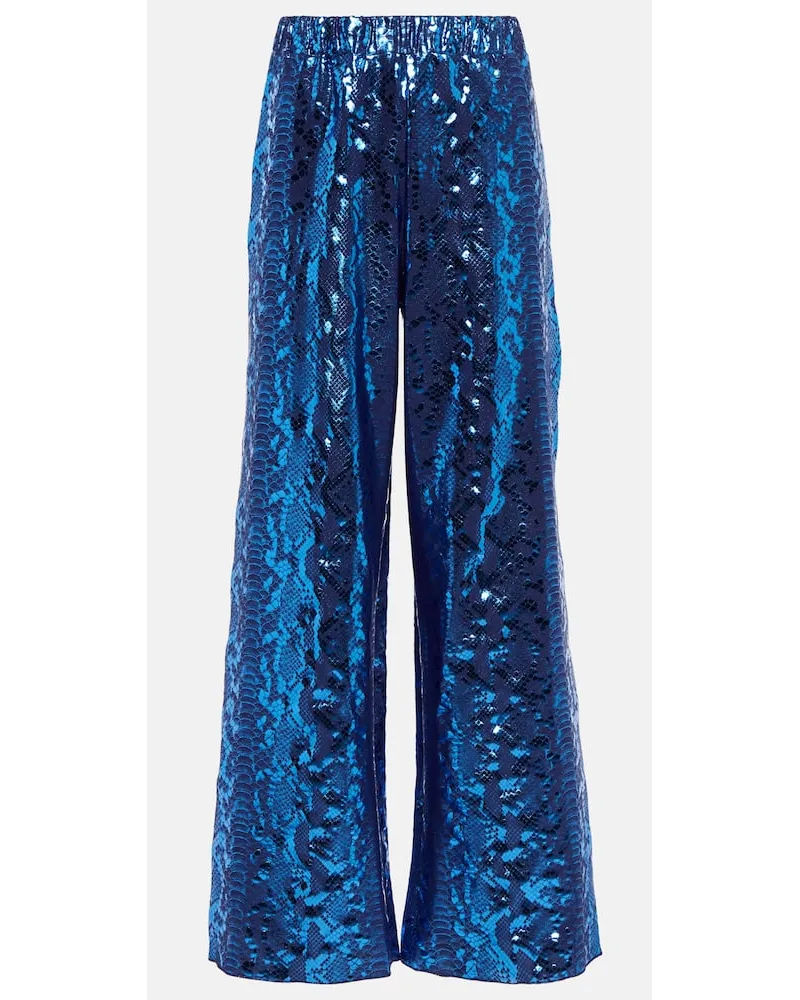 Oséree OsÃ©ree Pantaloni metallizzati a gamba larga Blu