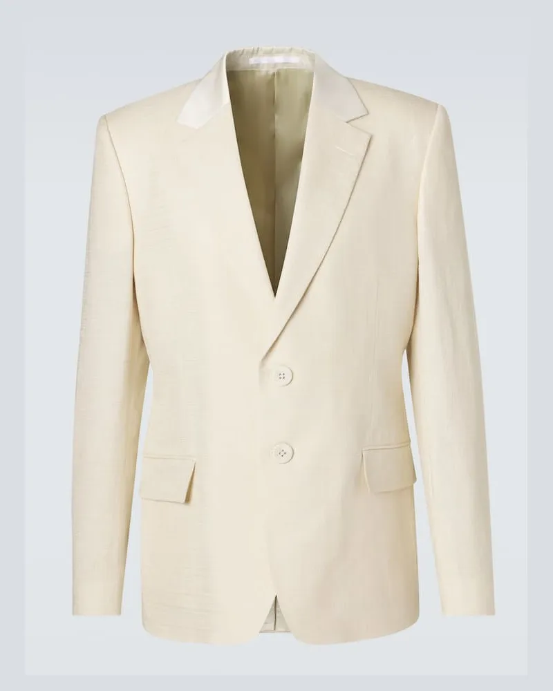 Wales Bonner Blazer Alto con finiture in raso Bianco