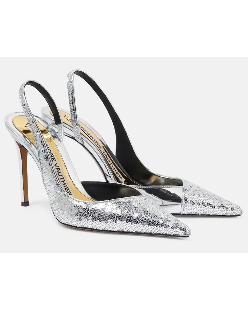 Alexandre Vauthier Pumps slingback 105 con paillettes Argento