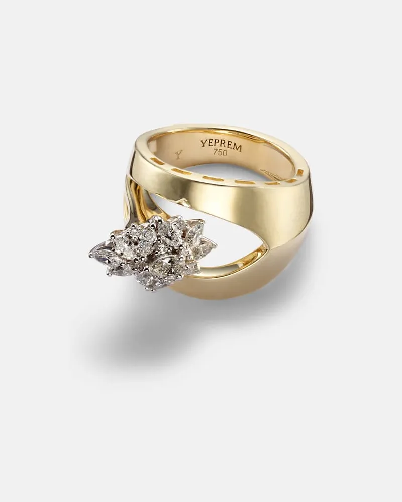 YEPREM Anello Golden Strada in oro 18kt con diamanti Oro