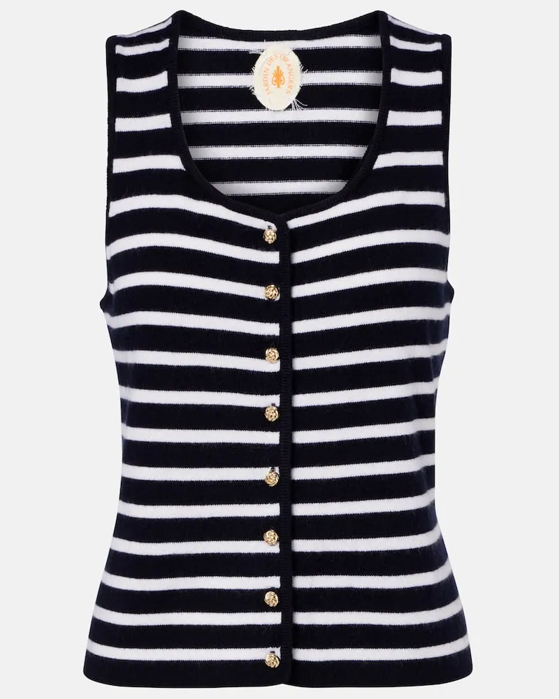 Jardin des Orangers Gilet a righe in cashmere Blu