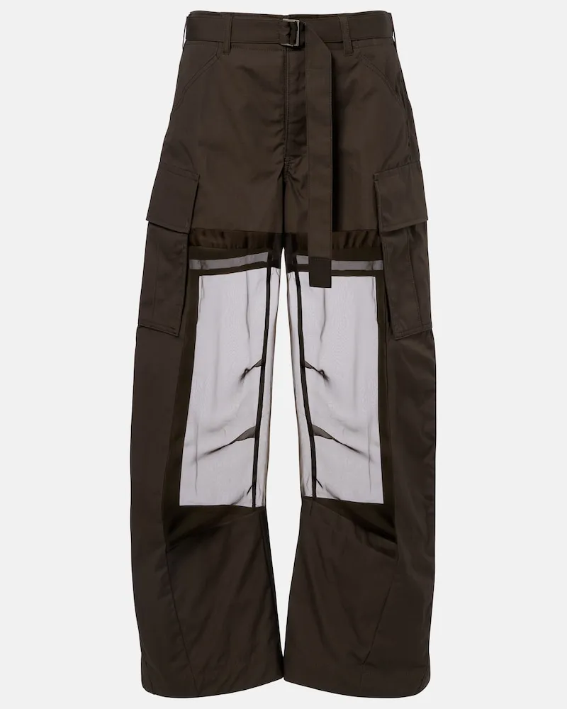 Sacai Pantaloni cargo in cotone Verde
