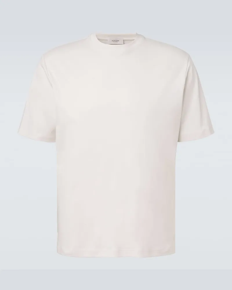 AGNONA T-shirt in jersey di cotone e seta Bianco