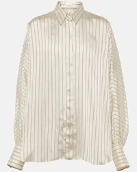 Brunello Cucinelli Camicia in raso a righe Beige