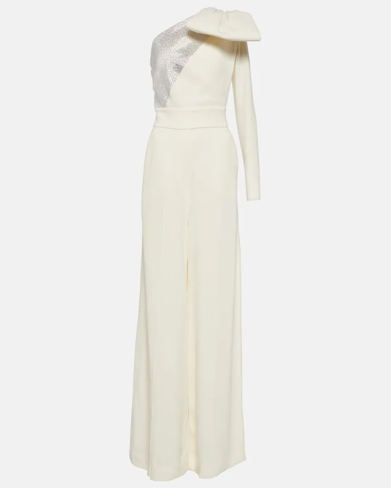 Elie Saab Jumpsuit monospalla con cristalli Bianco