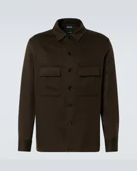 Ermenegildo Zegna Giacca camicia Alba in cashmere Marrone