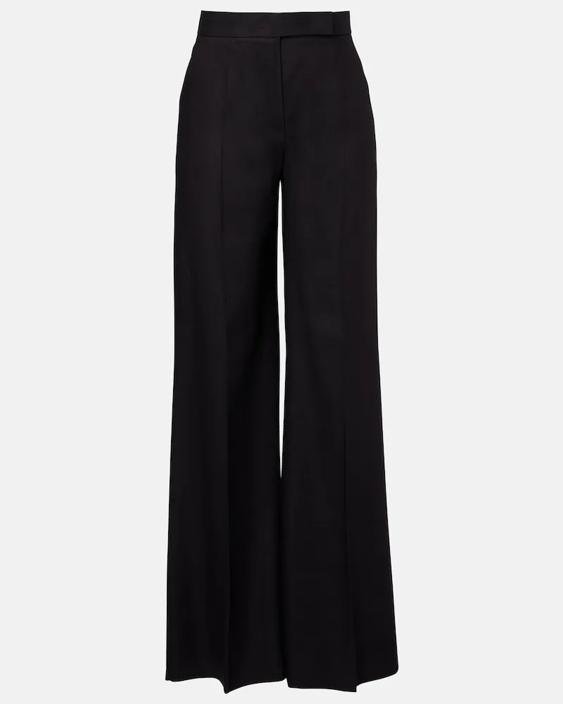Max Mara Pantaloni a gamba larga in lino e seta Nero