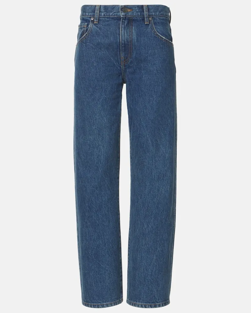 KHAITE Jeans Kerrie a gamba larga e vita media Blu