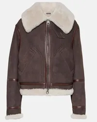 Loro Piana Giacca in suede con shearling Marrone