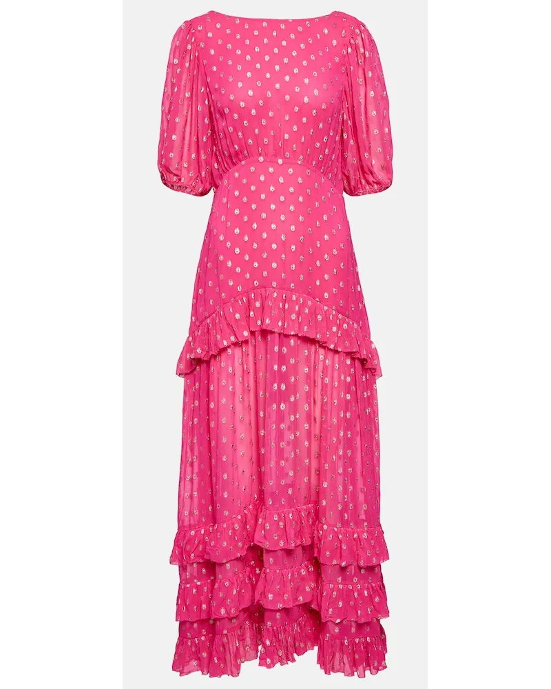 RIXO Abito lungo Shireen in georgette Rosa