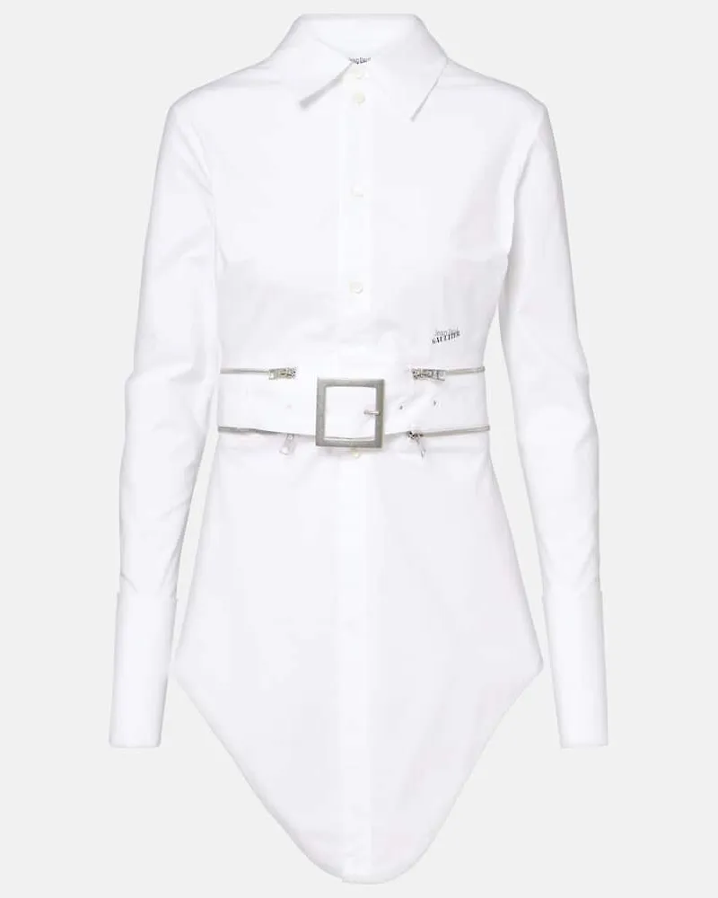 Jean Paul Gaultier Abito chemisier in misto cotone Bianco